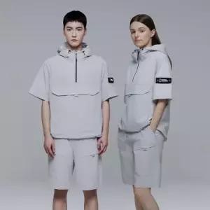 내셔널지오그래픽 N242UFT141 아델리 경량 우븐 스트레치 반팔 아노락 ICE GREY