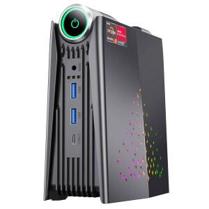AMR5 미니 게이밍 PC 트리플 4K, 컴퓨터 512GB 5700U 데스크탑 비즈니스 (4.3GHz), 7 PCIe SSD, 3.2, AMD 32GB 홈 Wi-Fi 오피스용 4 HDMI, DDR4 USB-C, RAM 6 USB-A 이더넷, NVMe Ryzen DP, 소형