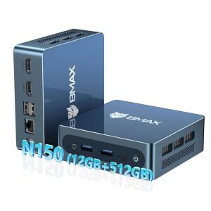 Bmax 미니 PC B4 울트라, 인텔 스트리밍, 디지털 사이니지를 데스크탑 N150(최대 5.0, SSD, 512GB 12GB 2.1, 3.6GHz) 위한 4K 컴퓨터, BT 소형 5, HDMI - 및 LPDDR5 Wi-Fi 11 HTPC USB-C 듀얼 윈도우