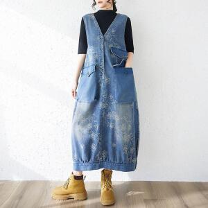엘럽 여성 빅 카고 봄 여름 빈티지 슬림핏 롱 데님 티 플라워 나시 원피스 조끼 꿀템