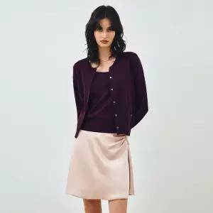 몽돌 [26SS]_[SET] 린넨 라운드넥 가디건 바이올렛 MDCD043VIOLET