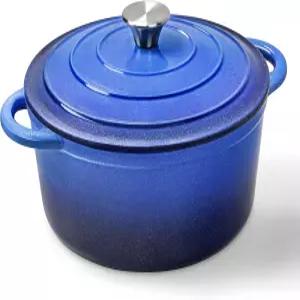 5 QT 에나멜 주철 더치 오븐 냄비 사워도우 빵 굽기 브징 스튜 로스팅 뚜껑 손잡이 및 금 가루를 튼튼한