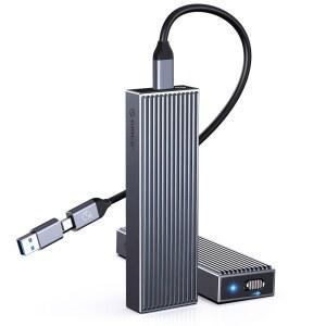 ORICO M.2 NVMe SSD 인클로저 알루미늄 공구 프리 어댑터, PCIe M-Key 2230 /2242 /2260 /2280 SSD용 10Gbps USB-C M2 리더, Thunderbolt 3 호환, 외장 케이스 지원 UASP Trim-BM2G2