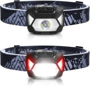 6가지 모드 USB 충전식 LED 전조등 IPX4 방수 적색 녹색 조명 지원 헤드랜턴