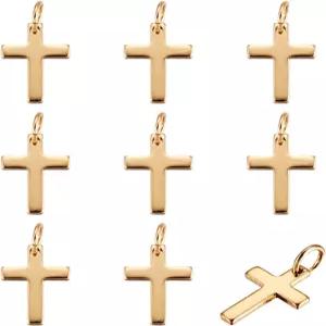 판다홀 10Pcs 목걸이 팔찌 초커를 위한 황금 황동 크로스 펜던트 참 실제 18K 금 도금 9x12.5x1mm 구