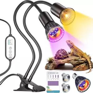 DTZY UV 파충류 열 램프 클램프가 장착된 UVA UVB 조명 거북이 수염 용 도마뱀 등을 위한 지능형 사이클