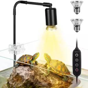 하이거 동물원 파충류 열 램프 360 회전 가능한 UVA/UVB 조명 50W 2팩 베이킹 전구 포함 수염 용 거북이