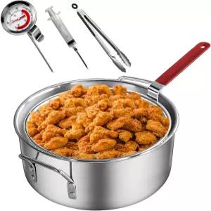 Veralune 10QT 야외 생선 튀김 키트 대형 알루미늄 냄비 및 주사기 고정 막대 온도계 요리용 닭 날개