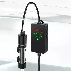 하이거 ECO 정밀 50W 수족관 히터 잠수정 5-10갤런 어항용 ±0.5°C 이중 프로브 컨트롤러 담수 및 염수용