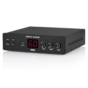 Douk 오디오 230W 베이스 셰이커 앰프: 브릿지 가능한 스테레오 / 모노 서브우퍼 파워 앰프, 홈 시어터용 유선 리모컨 포함 게이밍 의자 심 레이싱 리그 [BSA600 V2.0]
