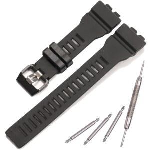 카시오 Squad GBD 800 GBD800UC GBA 800과 호환되는 레진 스트랩 블랙 시계 밴드 교체용 손목 블랙