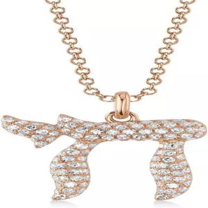 알루레즈 14k 골드 다이아몬드 차이 히브리 스테이트먼트 펜던트 목걸이 (0.30ct)