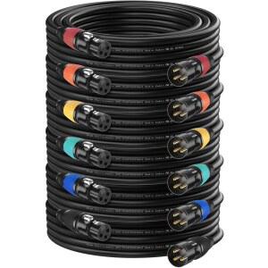 Czgor DMX 케이블 15피트 6팩, 3핀 XLR 골드 도금 남녀 유연 케이블, 마이크, 스테이지 라이트 DMX512, 마이크 믹서, 밴드 등과 호환, 멀티 컬러