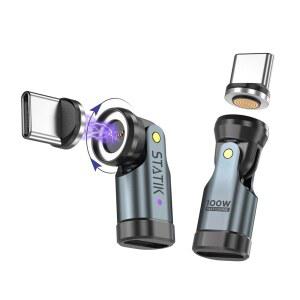 STATIK 360 PRO USB C 마그네틱 팁 전원 어댑터 100W 고속 충전 모든 케이블을 USB-C 케이블과 호환되는 프로 피벗 가능한 팁으로 변환 - 2팩