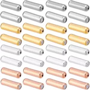 PH PandaHall 120pcs 4가지 색상 핀 엔드 캡 황동 브로치 스틱 백킹 라펠 스토퍼 고무 키퍼 잠금 걸쇠