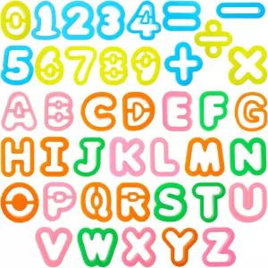 RAHHHLIZS 41PCS 알파벳 쿠키 커터 숫자 틀 생일 파티를 위한 다양한 학습 편지와 반죽 도구 수학 스탬퍼