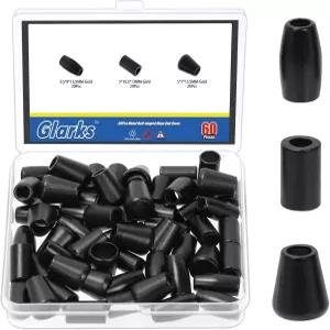 글락스 60pcs 3가지 스타일 코드 엔드 스토퍼 금속 벨 블랙 락 끈끈 로프 랜야드 의류 백팩 DIY