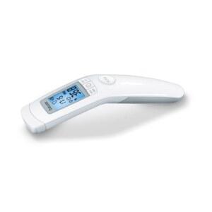 뷰러 3-in-1 이마 비접촉, 신체, 표면, 실온, 높은 정확도, 대형 블루 백라이트 LCD 디스플레이 온도계, 60개의 메모리 공간, FT90 화이트, 32 카운트(1팩)