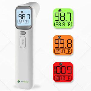 Be Healthy - 다기능 4-in-1 적외선 온도계, 자동 모드 전환, 대형 LCD 디스플레이, 비접촉식, 백라이트 및 고정밀, 어린이 성인용 이마 귀 온도계