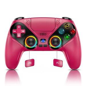PS5 컨트롤러용 논블리프 RGB, 슬림 / Pro PC용, 듀얼 진동 매크로 터보 3.5mm 오디오 잭 스피커 6축 모션 컨트롤 포함 플레이스테이션 5용 무선