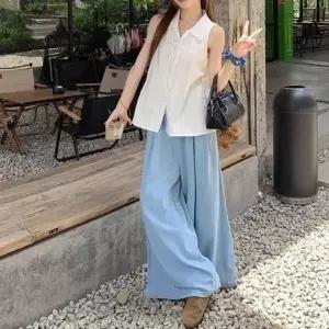 [하프클럽/]에떼 리본 카라 나시 블라우스 셔츠 나시 블라우스 민소매 화이