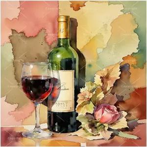 숫자 키트별 와인 및 플라워 아트 페인팅 - 16x20인치 캔버스에 DIY 병과 컬러풀 유리 아크릴 페인트 세트
