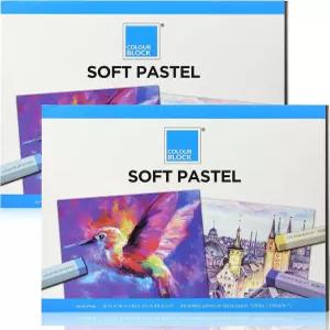 컬러 블록 2팩 블랙 소프트 파스텔 종이 패드 12 x 16인치 230gsm 헤비급 무산지 각각 24장 콜드 프레스 및