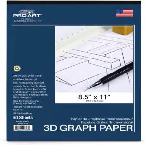 PRO ART 그래프 용지 패드 8-1/2인치 x 11인치 50장 테이프 바운드 흰색/파란색