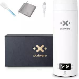 Pixiware 여행용 주전자 트위스트 뚜껑 450ml 소형 휴대용 미니 전기 스마트 온도 프리셋 4종 자동 차단