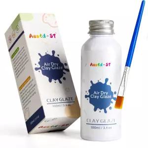 Astd-ST 100ml 에어 드라이 클레이 글레이즈 - 폴리머 도자기 및 공예용 부드러운 브러시로 광택 바니시