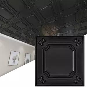 Art3d 드롭 천장 타일 24x24 블랙(12팩 48제곱피트) 웨인스코팅 패널 2x2
