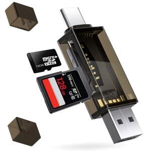 SD 카드 리더 QIMKERO 듀얼 커넥터 USB 2.0 / USBC 메모리 리더 어댑터 [카드 미포함] /MICRO SDHC SDXC MMC 애플호환 PRO AIR CHROMEBOOK GALAXY 삼성호환 삼성호환 아이폰호환 15 호환