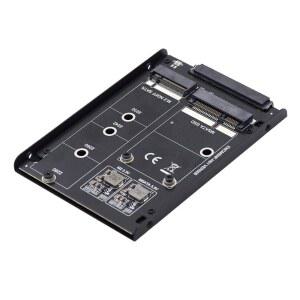 NFHK 듀얼 MSATA NGFF SSD 카드 JBOD Raid0 스팬 브릿지 5인치 SATA 콤보 HDD 디스크 드라이브 인클로저