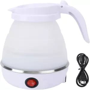 AUNMAS 여행용 접이식 전기 주전자 600ml 휴대용 식품 등급 실리콘 온수 보일러 6분간 빠르게 끓인