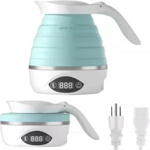 NIYE 접이식 여행용 주전자 전기 소형 휴대용 미니 실리콘 끓는 물용 110V 및 220V 듀얼 전압 차 커피용