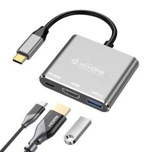 ANHOME USB C 허브 HDMI 어댑터 3IN1 USBC 멀티포트 3.0 타입 100W PD 충전 애플호환 맥북호환 프로 에어용 동글 도크 컨버터 노트북 컴퓨터 액세서리