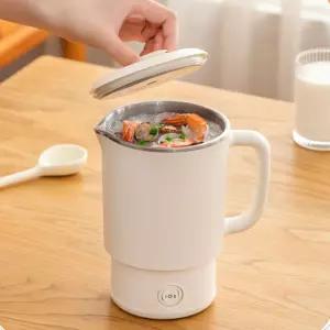 CCYLEZ 휴대용 전기 주전자 600ml 접이식 여행용 스테인리스 티 브루어 밀크 프로더 커피 메이커 캠핑