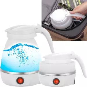 접이식 전기 주전자 업그레이드된 식품 등급 실리콘 600W 600ML 플래시 히트 소형 휴대용 여행용 110V 미국