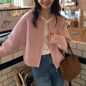 여성 가디건 니트 집업 간절기 아우터 데일리 라운드넥