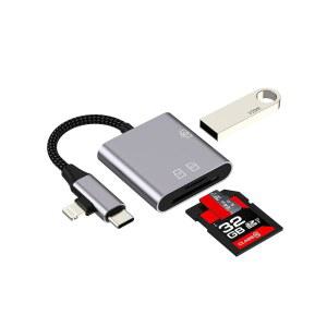 아이폰호환 16용 USB 3.0 어댑터(3 IN 2)OTG SD 카드 리더 허브 15 14 PRO MAX 아이패드호환 디지털 카메라 TF 메모리 사진 전송 타입 C 마이크로 맥북호환 삼성호환 액세서리와 호환됨