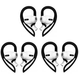 ALXCD 이어 훅 AIRPODS PRO 3와 호환 미끄럼 방지 조절 오버이어 소프트 TPU 훅 [안티 슬립][안티 로스트] AIRPODS1 AIRPODS2 헤드폰 3쌍 블랙