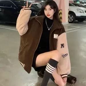 친절한탄씨 2color 잠바 후리스 바시티 야구점퍼 자켓 뽀글이 여자 야구점퍼 여성아우터 여자아우터