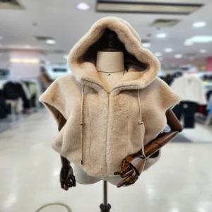 여성 후드 인조 밍크 조끼 루즈핏 M25WBV111