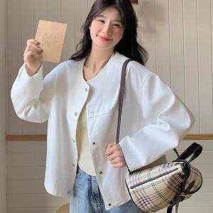 원픽 여성 봄여름 화이트 캐주얼 야구점퍼 패션 점퍼