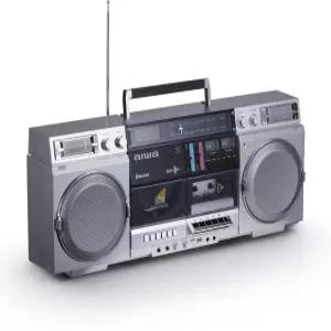 카세트 녹음 기능이 있는 aiwa 레트로 붐박스 CD 플레이어 블루투스 5.0 FM/AM 라디오 USB/SD/AUX 입력 VU