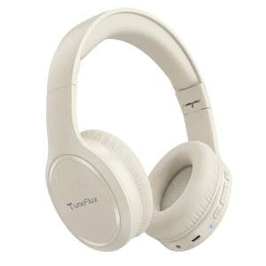 TUNEFLUX 블루투스 헤드폰 70H 플레이타임 6.0 무선 3 EQ 음악 모드 접이식 경량 오버 이어 헤드셋 클리어 콜 홈 오피스 여행용 하이파이 딥 베이스 (베이지) MCP
