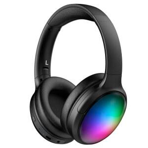 쿨 RGB 라이트가 장착된 ONITOON 블루투스 헤드폰 접이식 경량 오버 이어 90 회전식 이어컵 여행용 딥 베이스 오디오가 포함된 하이파이 스테레오 패드 휴대폰 노트북 PC MK9