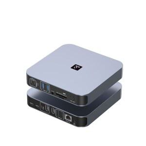 TobenONE 맥북 프로 에어 M5 M4 맥스용 18 in 도킹 스테이션 듀얼 모니터 플러그 플레이 4K 60Hz HDMI USB C가 있는 스테이션 150W 어댑터 10Gbps PD 30W USB 5G 이더넷 SD
