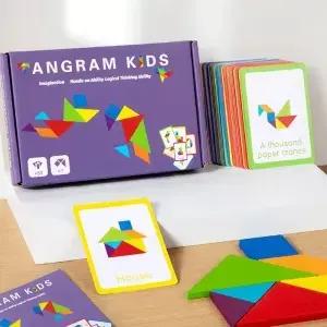 3D 나무 Tangram 지그 소 퍼즐 보드 게임 몬테소리 교육 장난감 유치원 기하학적 모양 보조