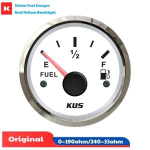 KUS 52mm 포인터 연료 레벨 게이지 0-190ohm / 입력 신호 미터 (자동차/보트용, 빨간색  노란색 백라이트